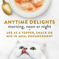 Fancy Feast cat food topper mixed with a serving of cat food.