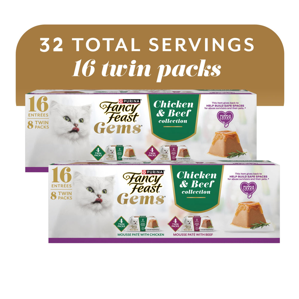 Purina Fancy Feast Gems in its distinctive pyramid-shaped portion.