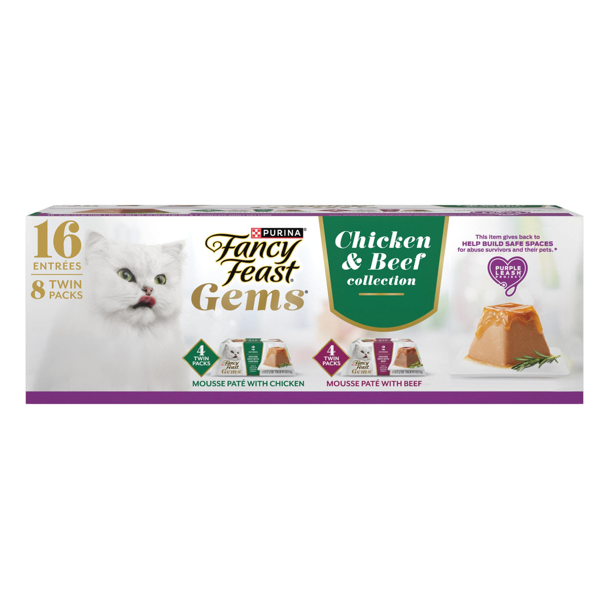 Purina Fancy Feast Gems variety box shown from the front.