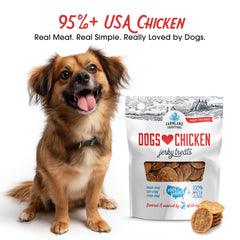 Farmland Traditions chicken jerky dog treats shown as individual pieces.