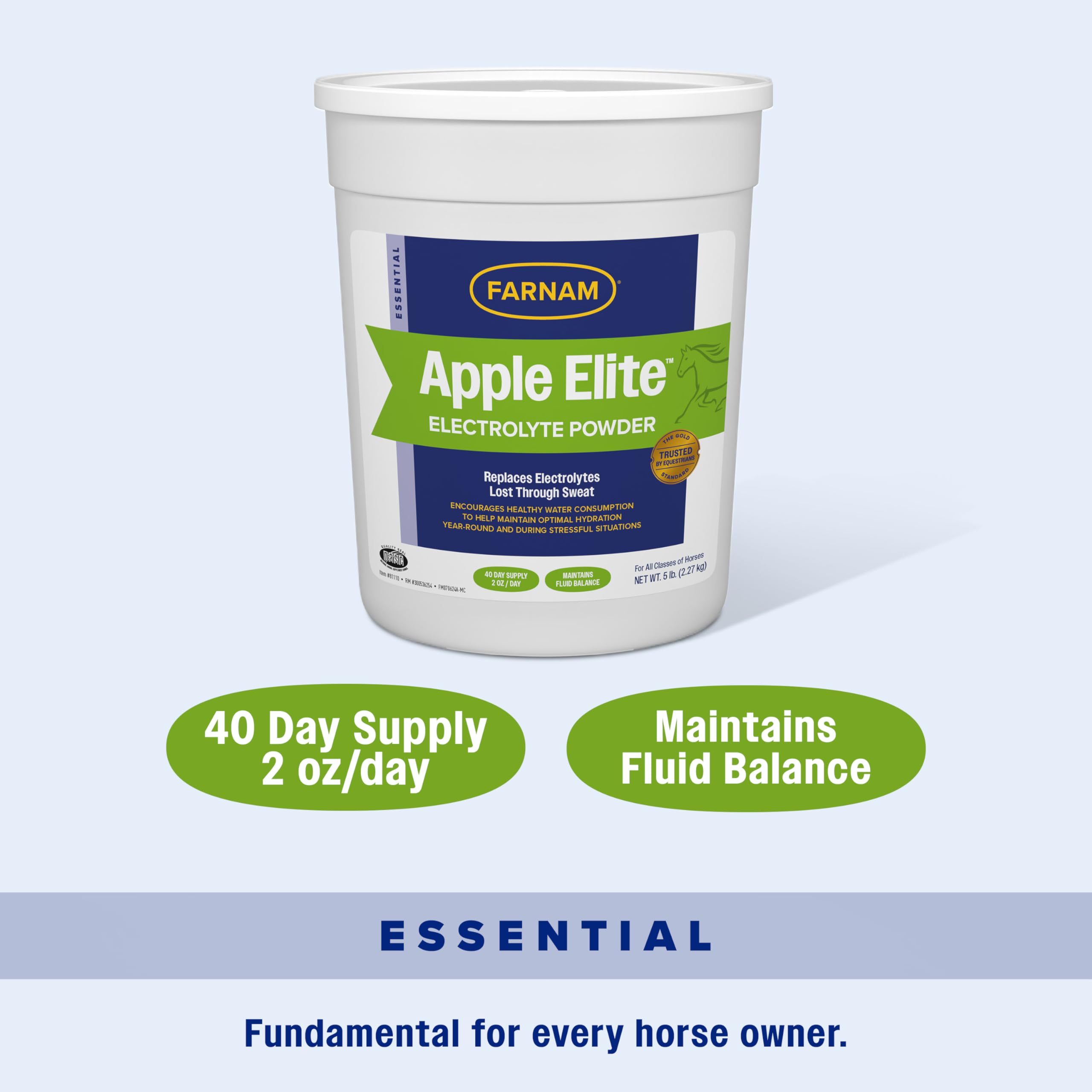 Farnam horse electrolyte powder label featuring its electrolyte minerals.