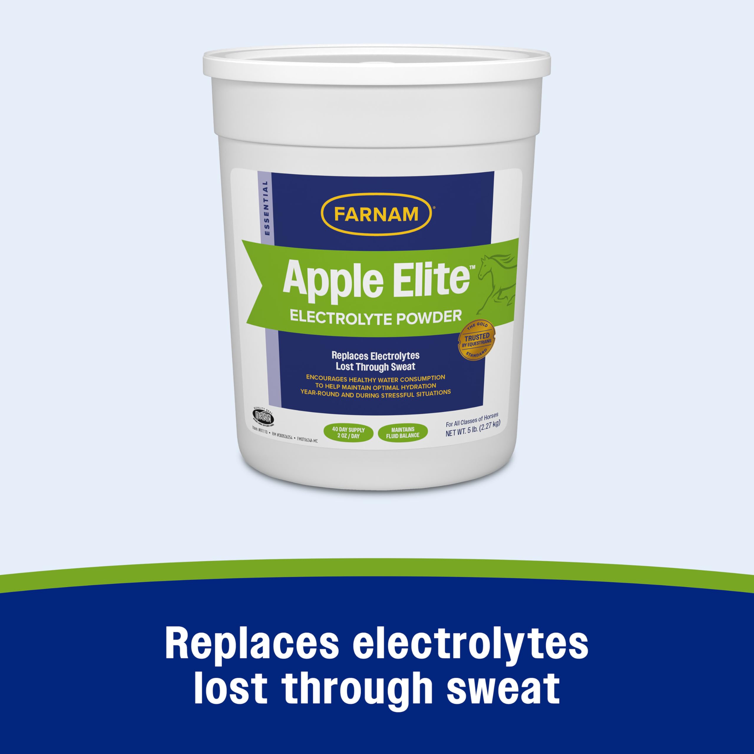 Farnam horse electrolyte powder shown in a close-up of its powdered form.