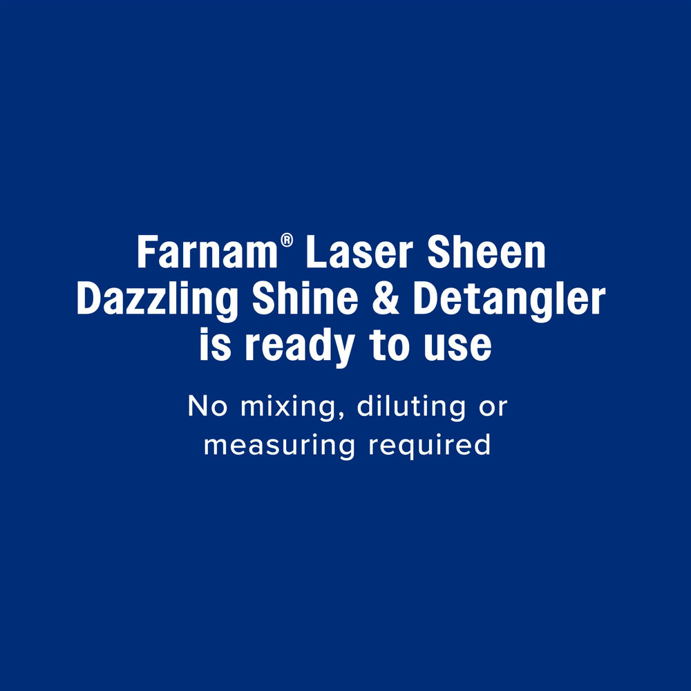 Farnam Laser Sheen horse spray shown in a grooming routine after bathing.