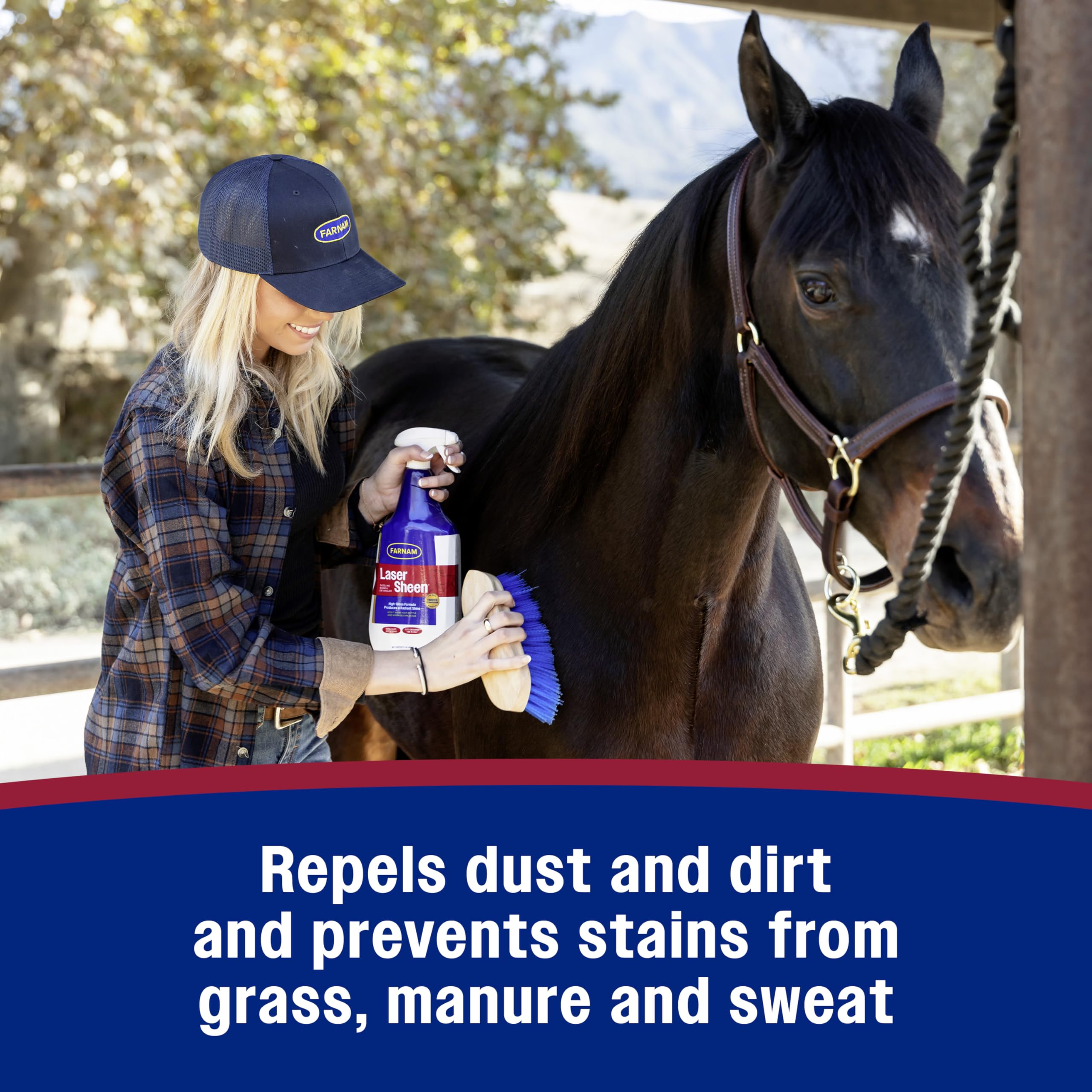 Farnam Laser Sheen horse spray used to add shine to a coat.