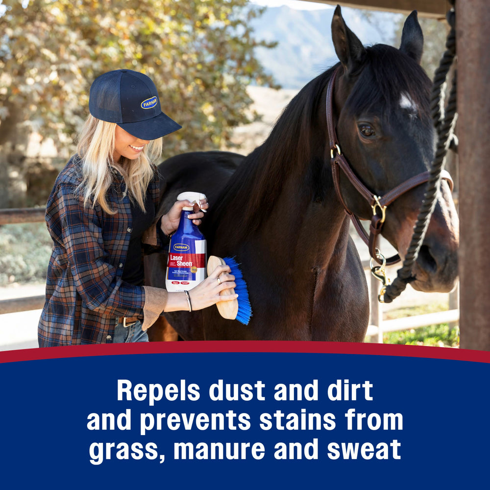 Farnam Laser Sheen horse spray used to add shine to a coat.