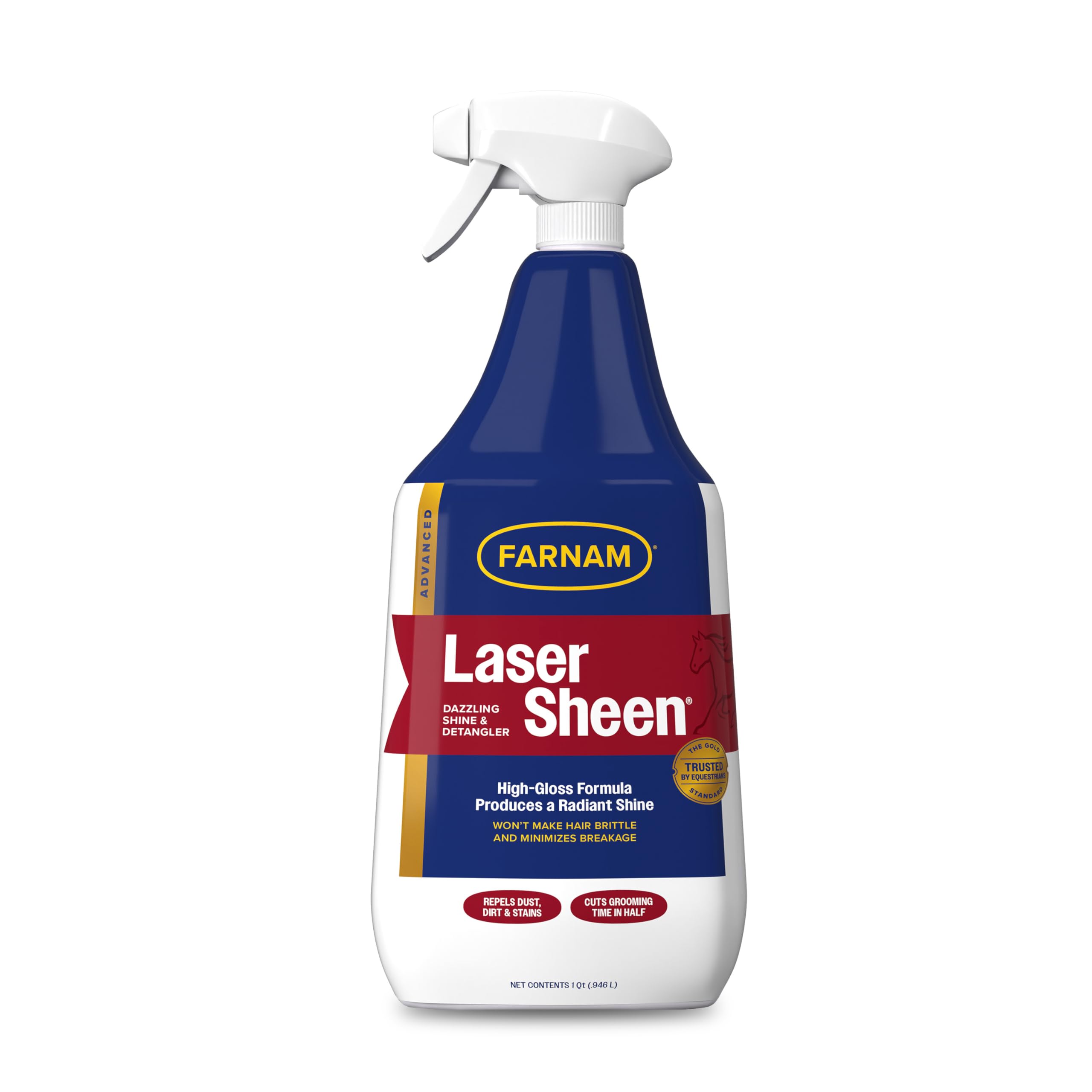 Farnam Laser Sheen horse spray bottle shown from the front.