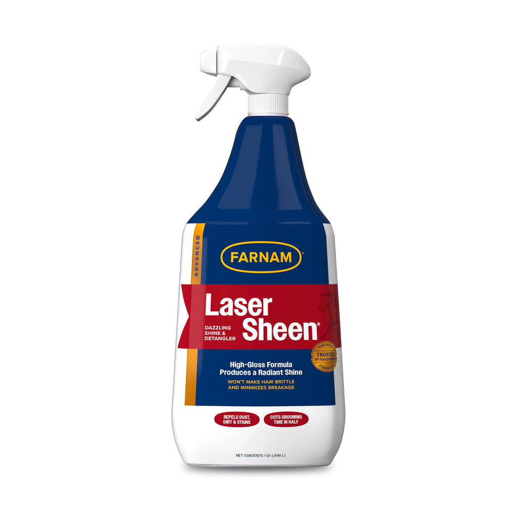 Farnam Laser Sheen horse spray bottle shown from the front.