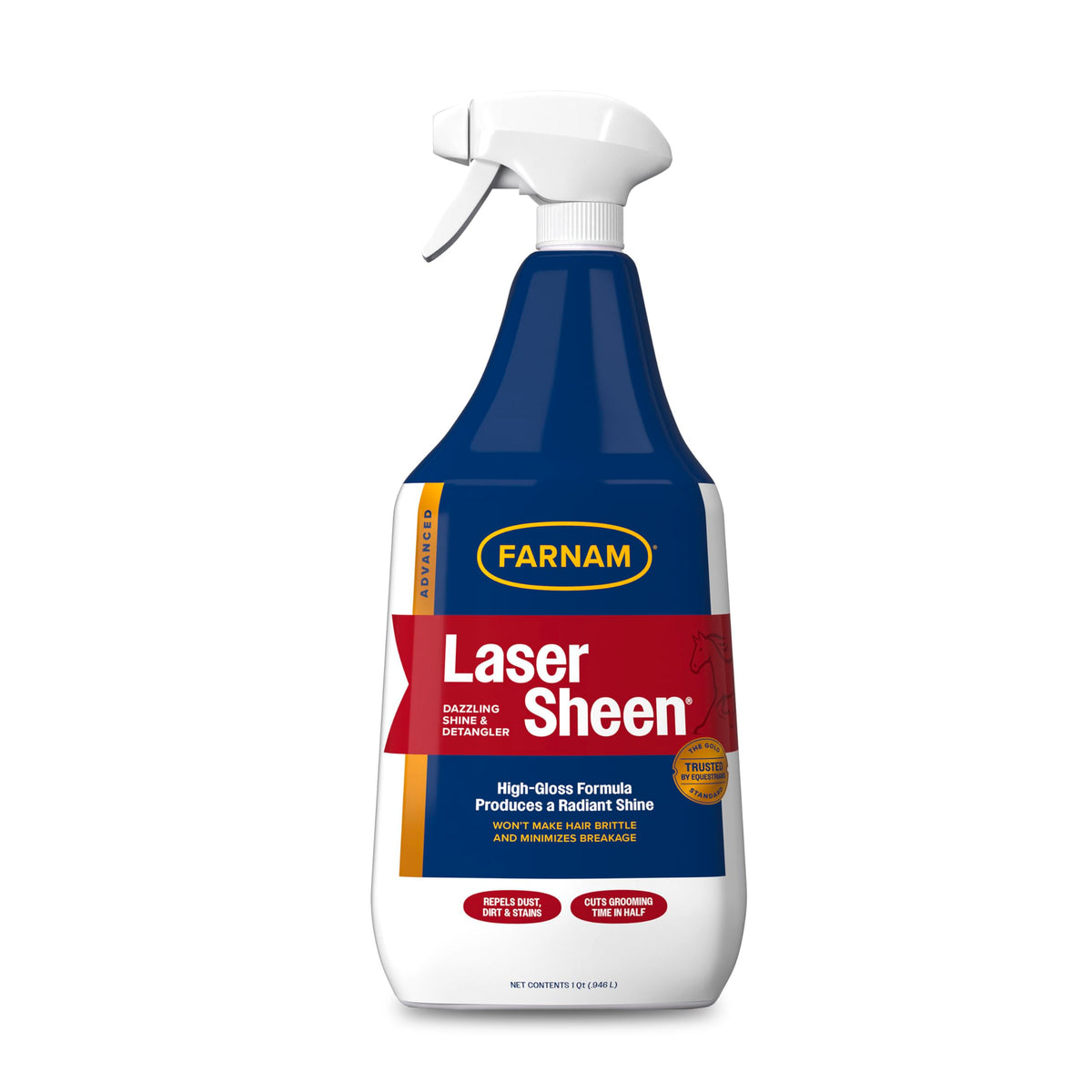 Farnam Laser Sheen horse spray bottle shown from the front.
