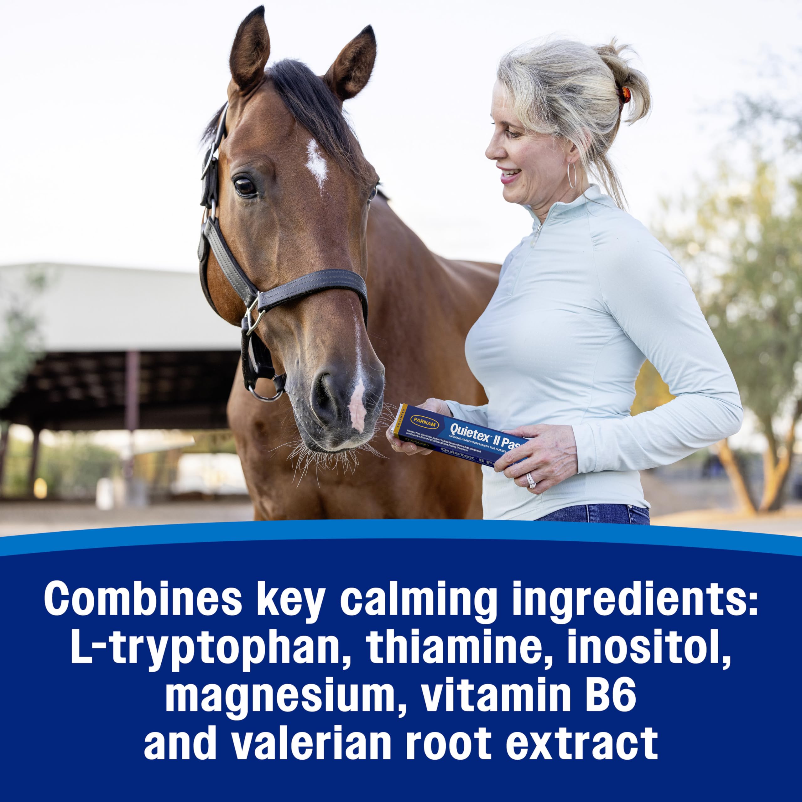 Farnam Quietex II Horse Calming Paste for competition settings.