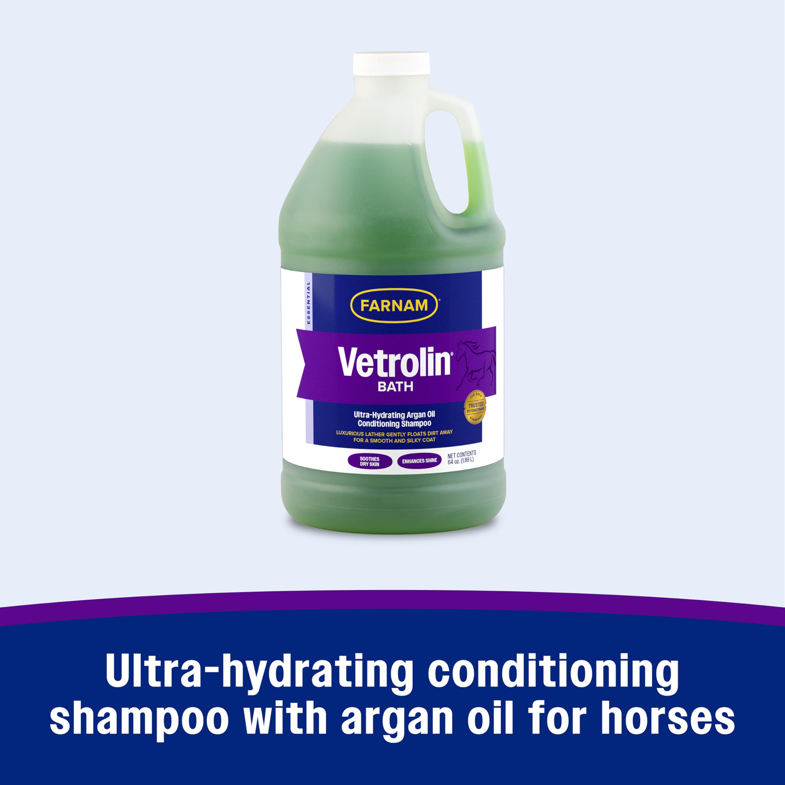 Farnam Vetrolin Bath shampoo bottle showing its back label.
