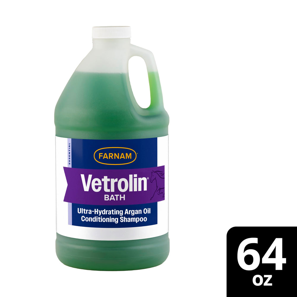 Farnam Vetrolin Bath shampoo for a smooth, silky coat finish.