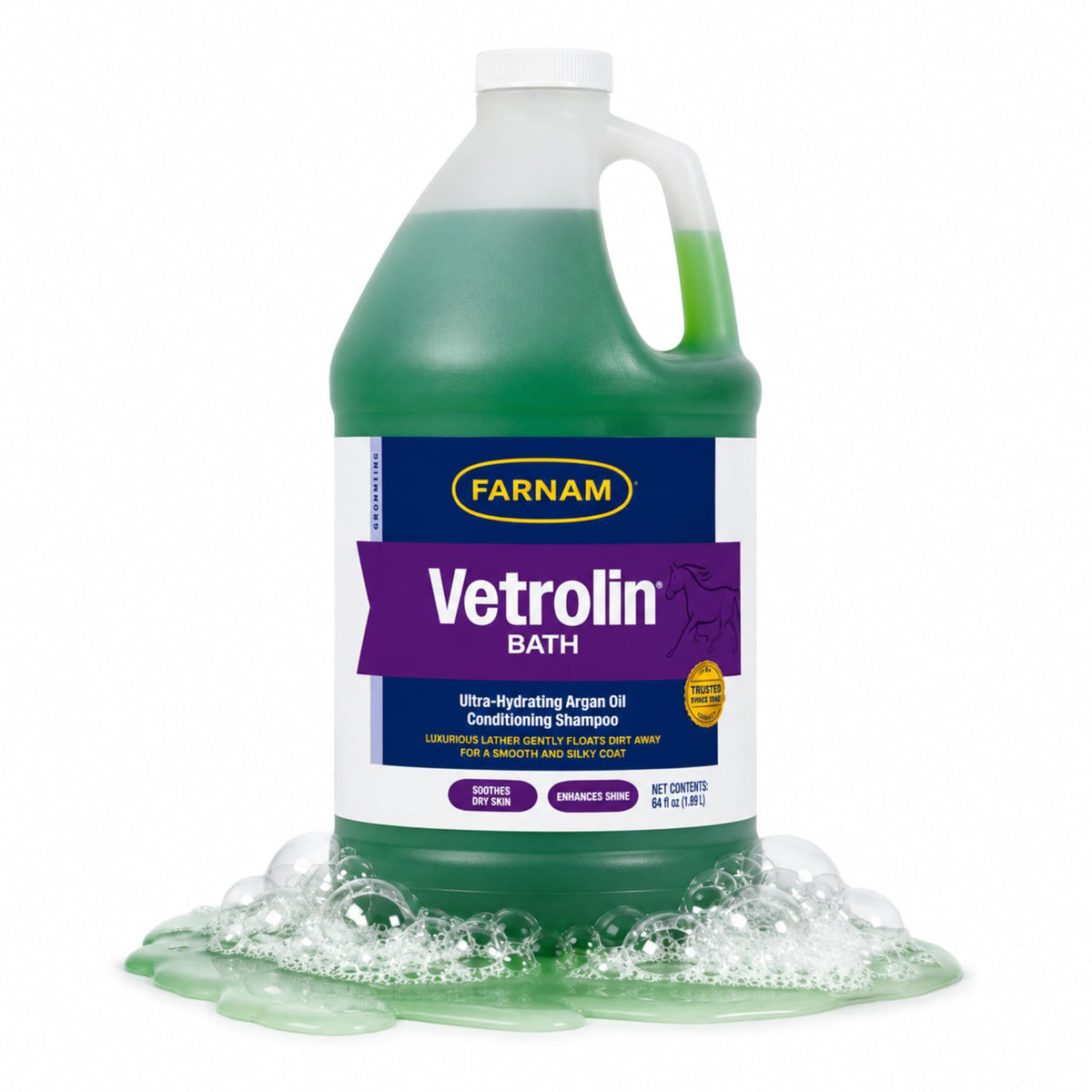 Farnam Vetrolin Bath shampoo bottle shown from the front.