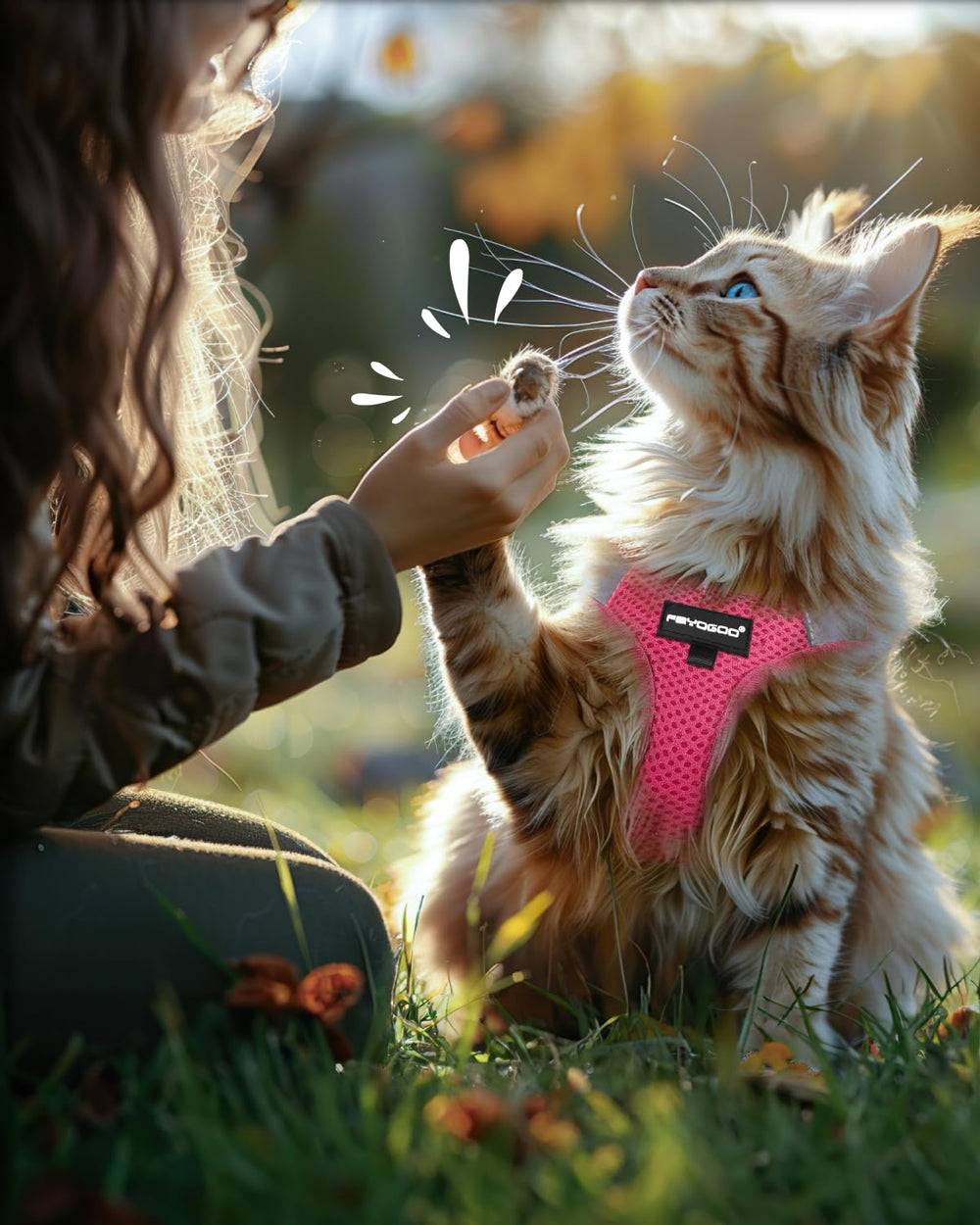 FAYOGOO cat harness shown in one of its bright color options.