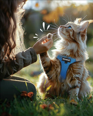 FAYOGOO cat harness and leash set shown with its six bright color options.