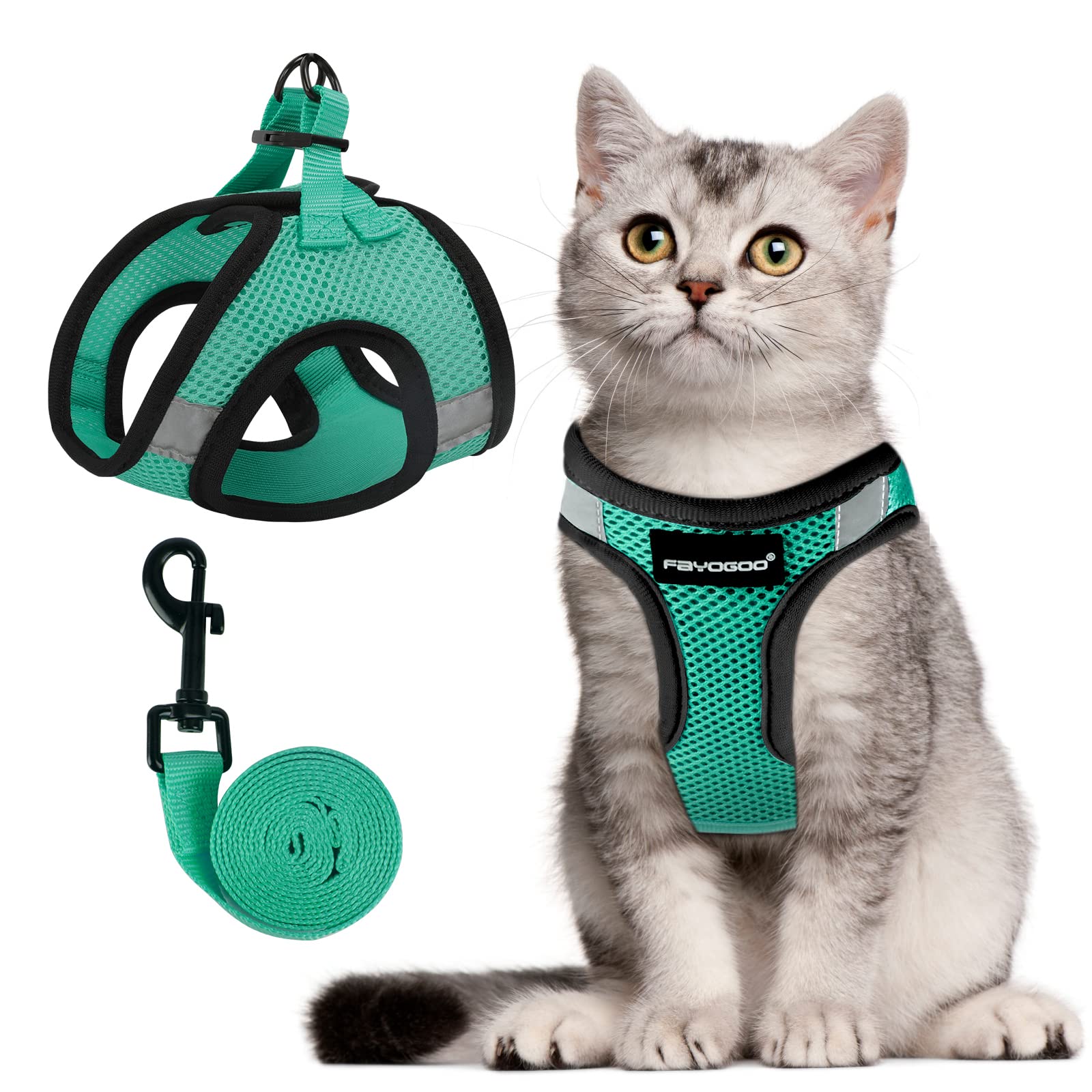FAYOGOO cat harness and leash set shown from the front.