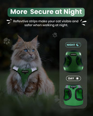 FAYOGOO Cat Harness and Leash Set with its reflective strip in focus.