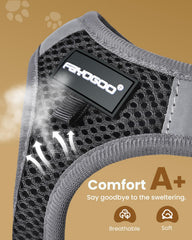 FAYOGOO Cat Harness and Leash Set vest shown in its step-in style.