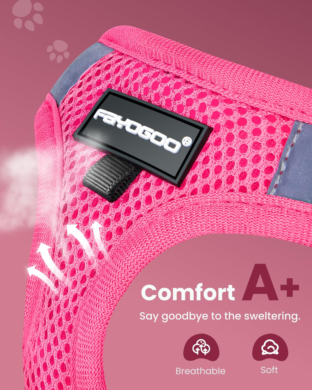 FAYOGOO cat harness step-in vest showing its wraparound shape.