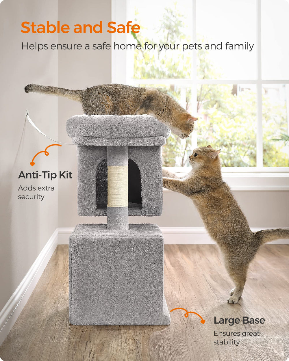 Feandrea Cat Tree assembly components shown with the universal screws.