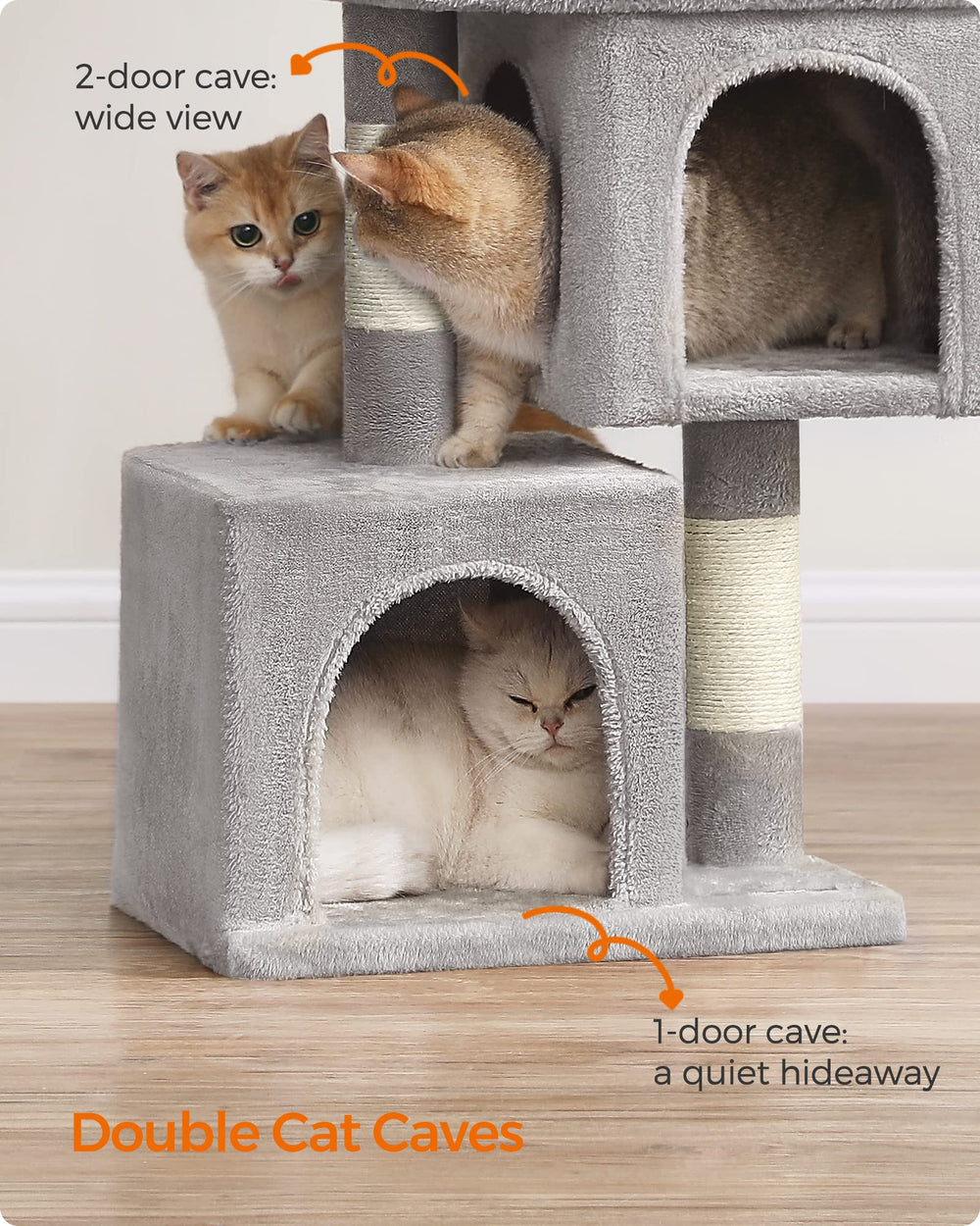 Feandrea Cat Tree being cleaned with a lint roller.