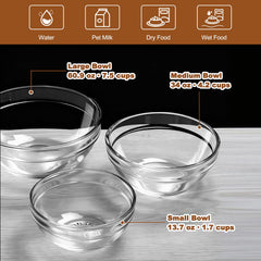 Feoyoho replacement glass bowl used for serving pet food.