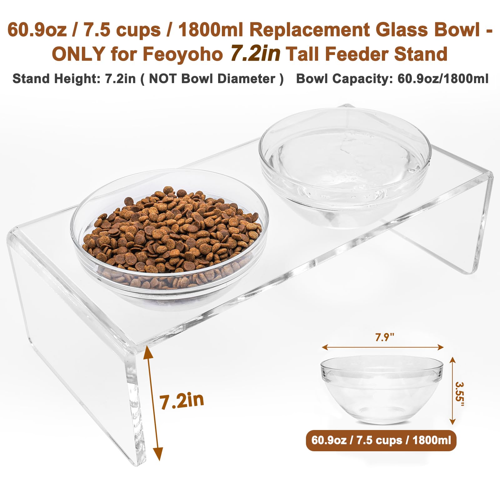 Feoyoho replacement glass bowl fitted into a Feoyoho feeder stand.