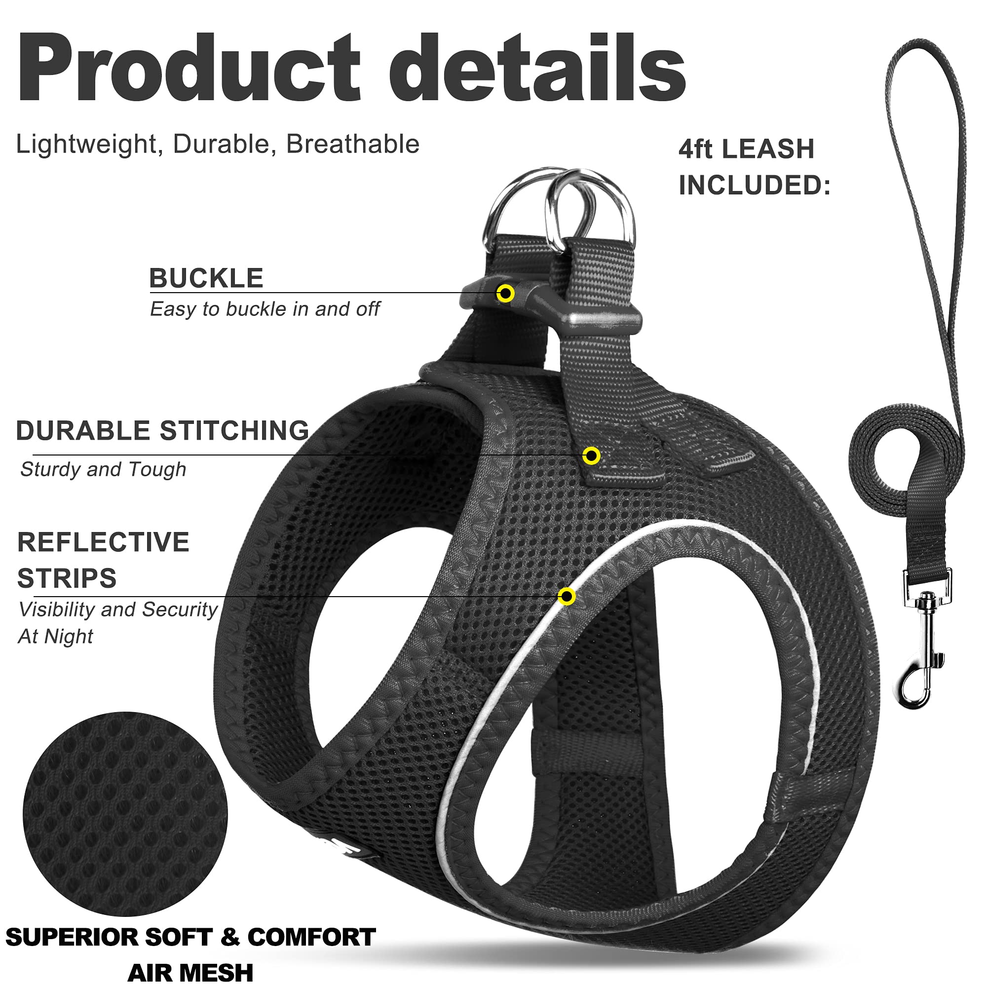 Fida cat harness close-up showing its soft air mesh.