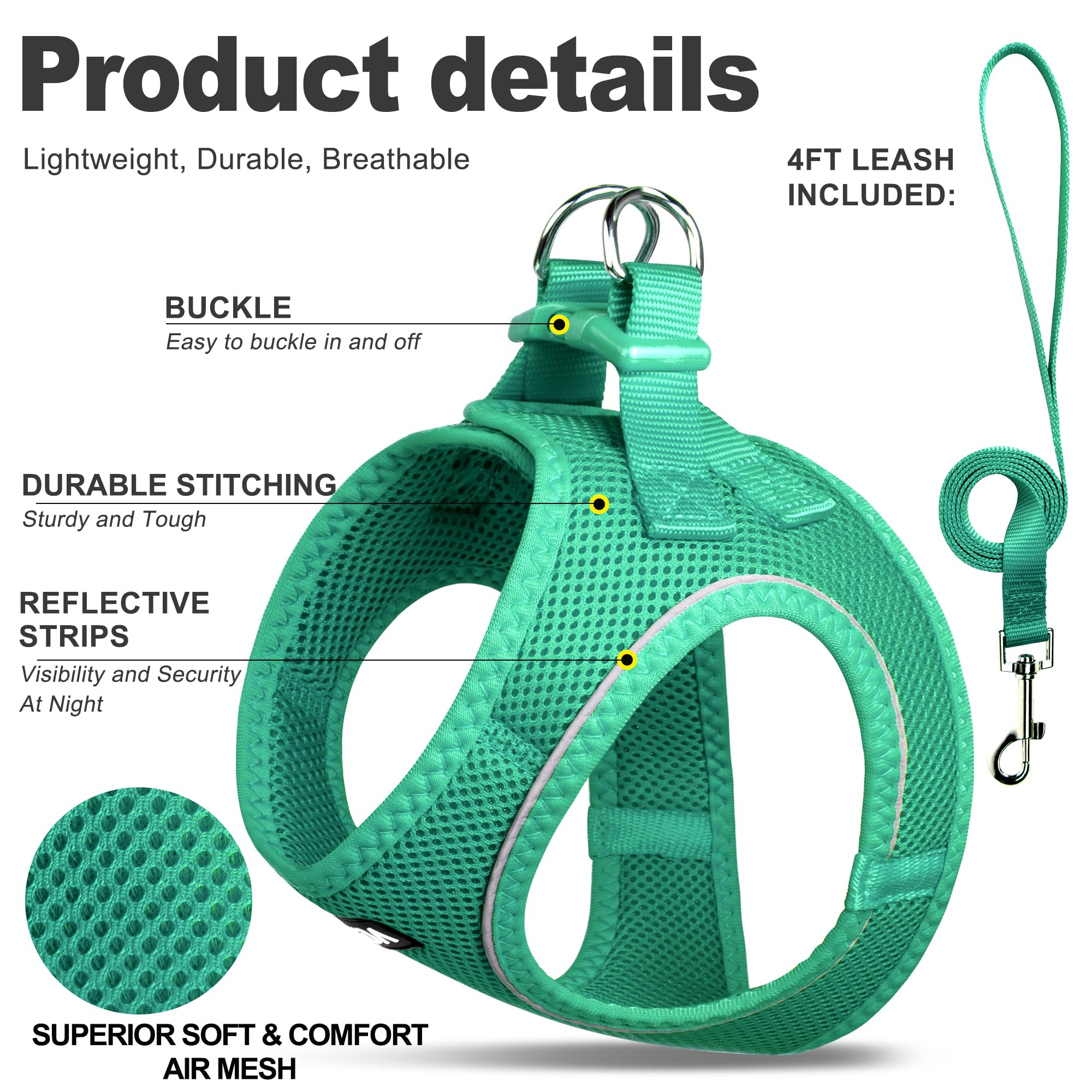 Fida cat harness close-up showing the soft air mesh layers.
