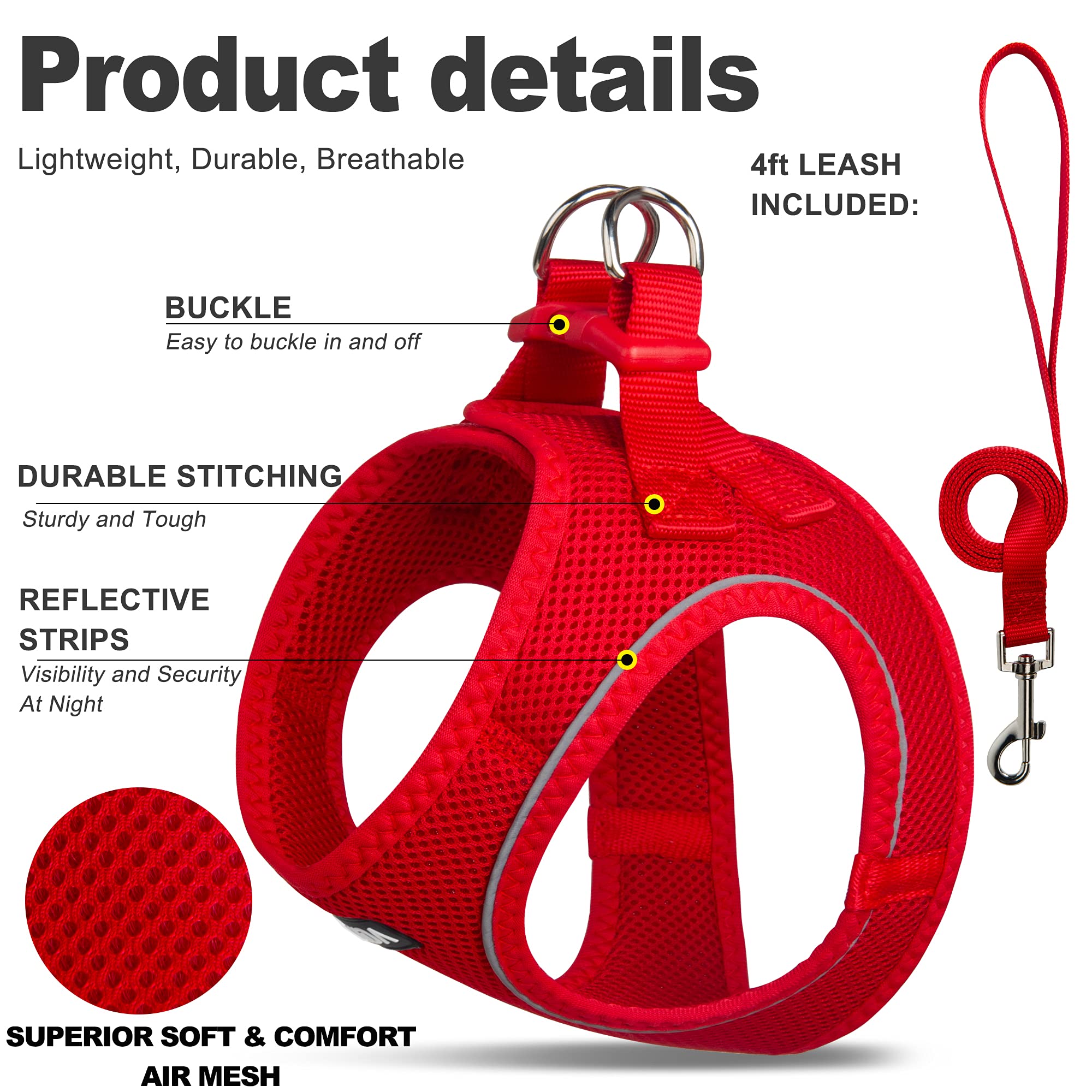 Fida cat harness and leash set with a close-up of its air mesh.