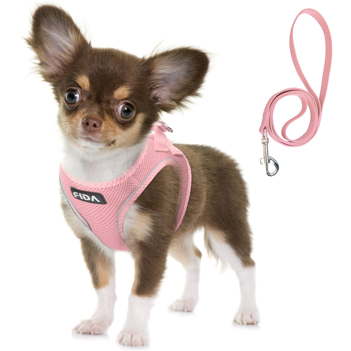 Fida Comfy Dog Harness and leash set shown from the front.