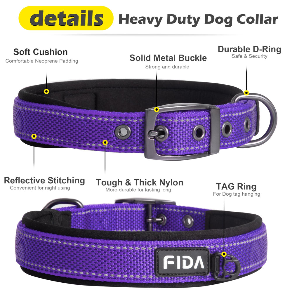 Fida dog collar neoprene padding shown in detail.
