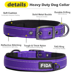 Fida dog collar neoprene padding shown in detail.
