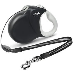 Fida retractable dog leash shown from the front in black.