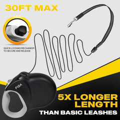 Fida retractable dog leash with its ergonomic soft-grip handle in focus.