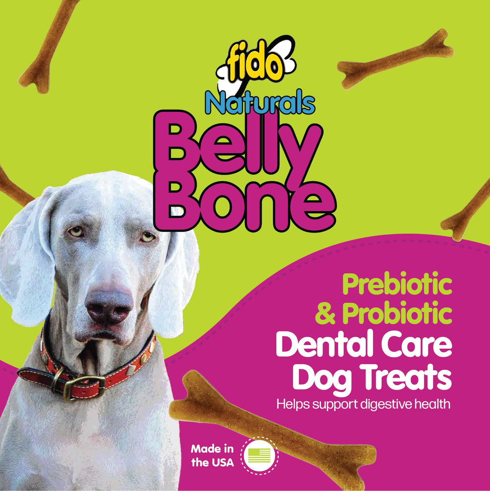 Fido Belly Bones close-up showing the V-groove design of a dental chew.