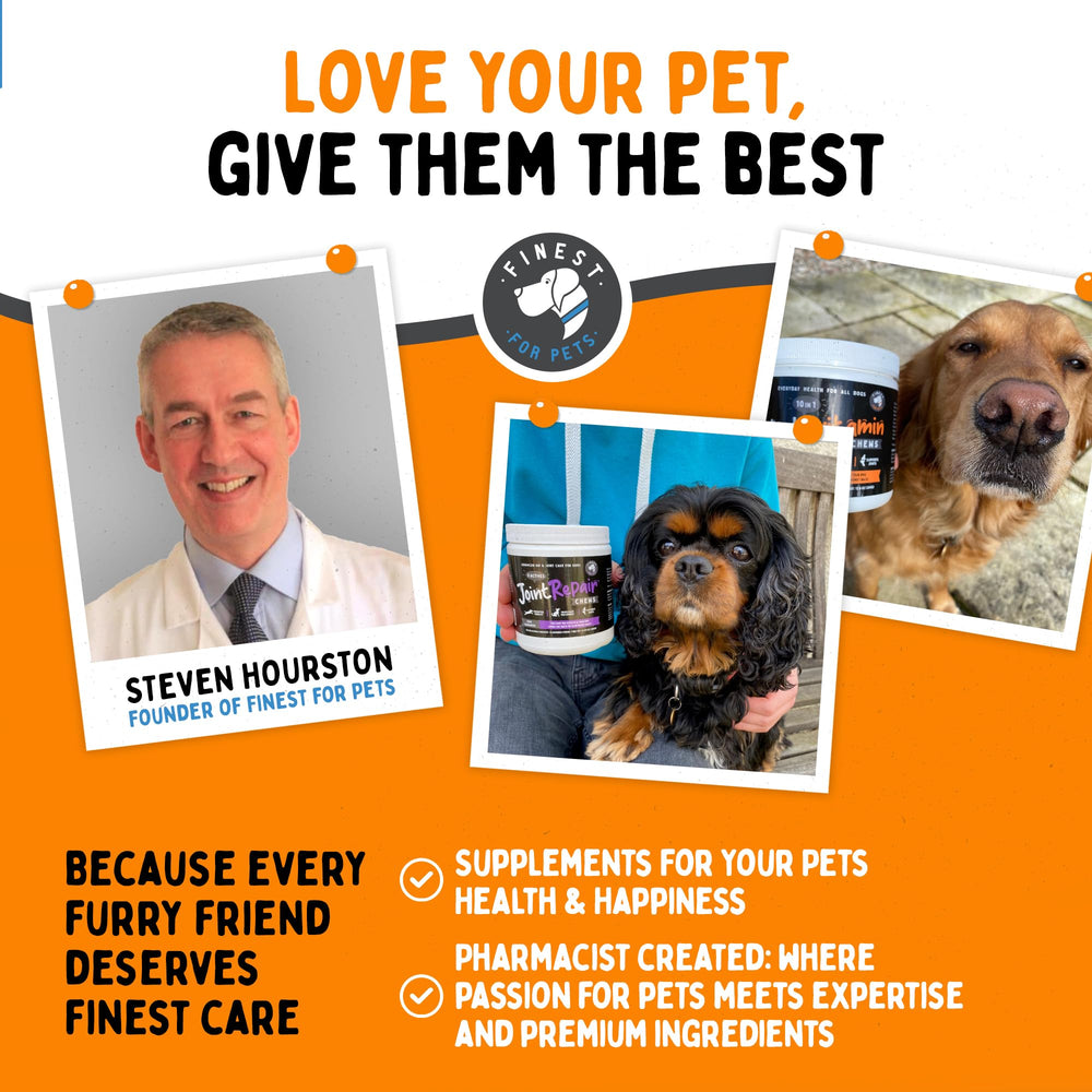 Finest For Pets Omegease fish oil omega-3 content highlighted.