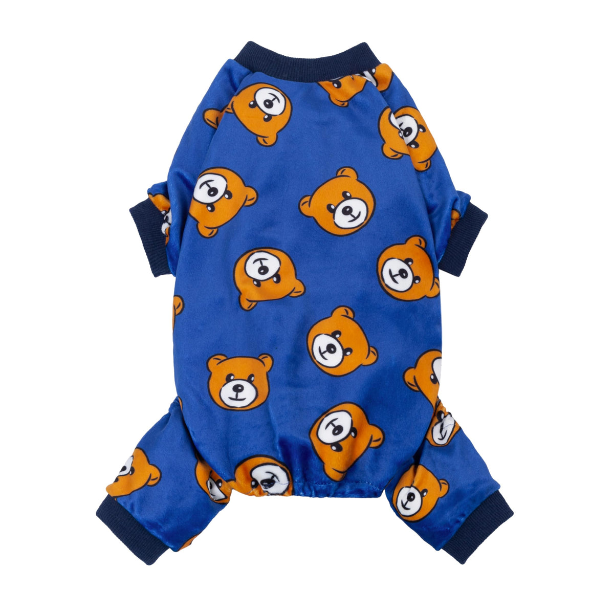 Fitwarm bear dog pajamas shown from the front with the full onesie design visible.