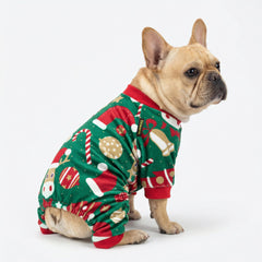 Fitwarm Christmas Dog Pajamas shown from the back to display the full garment.