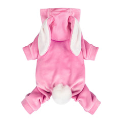 Fitwarm Dog Bunny Costume shown from the front in pink and white.