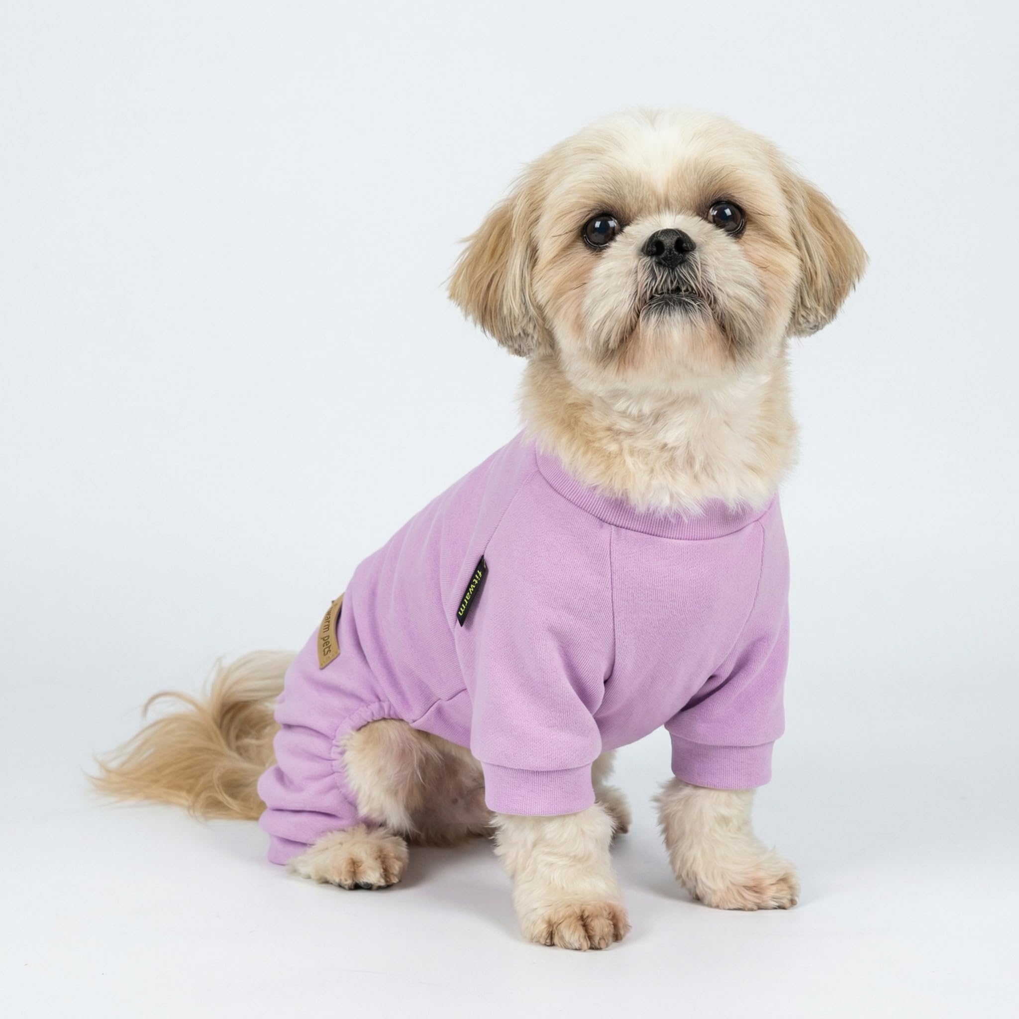 Fitwarm dog pajamas showing the full-body design with feet.