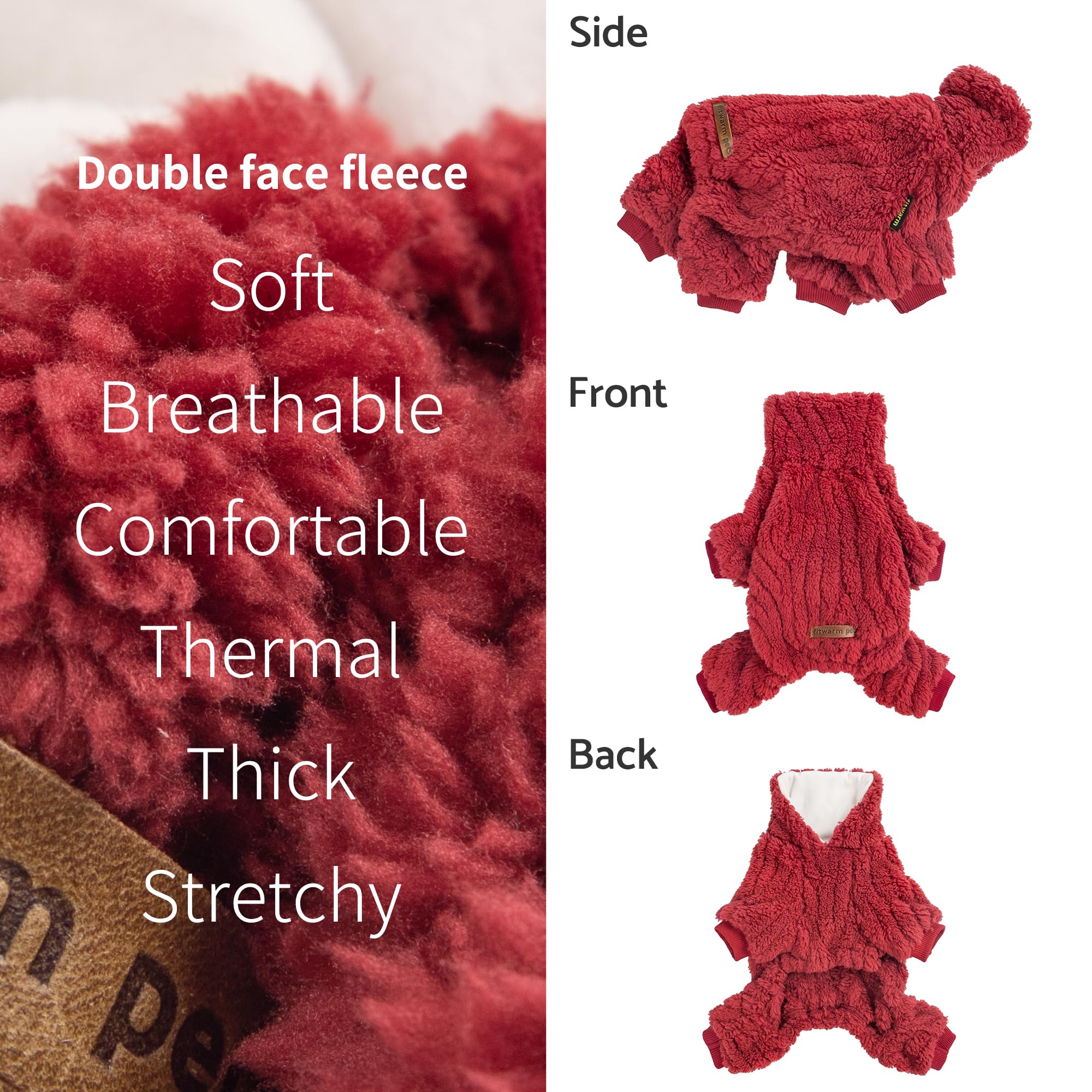Fitwarm dog pajamas displaying the full-body design and feet.