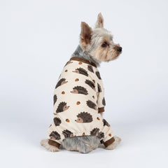 Fitwarm dog pajamas with ribbed cuffs shown in close detail.