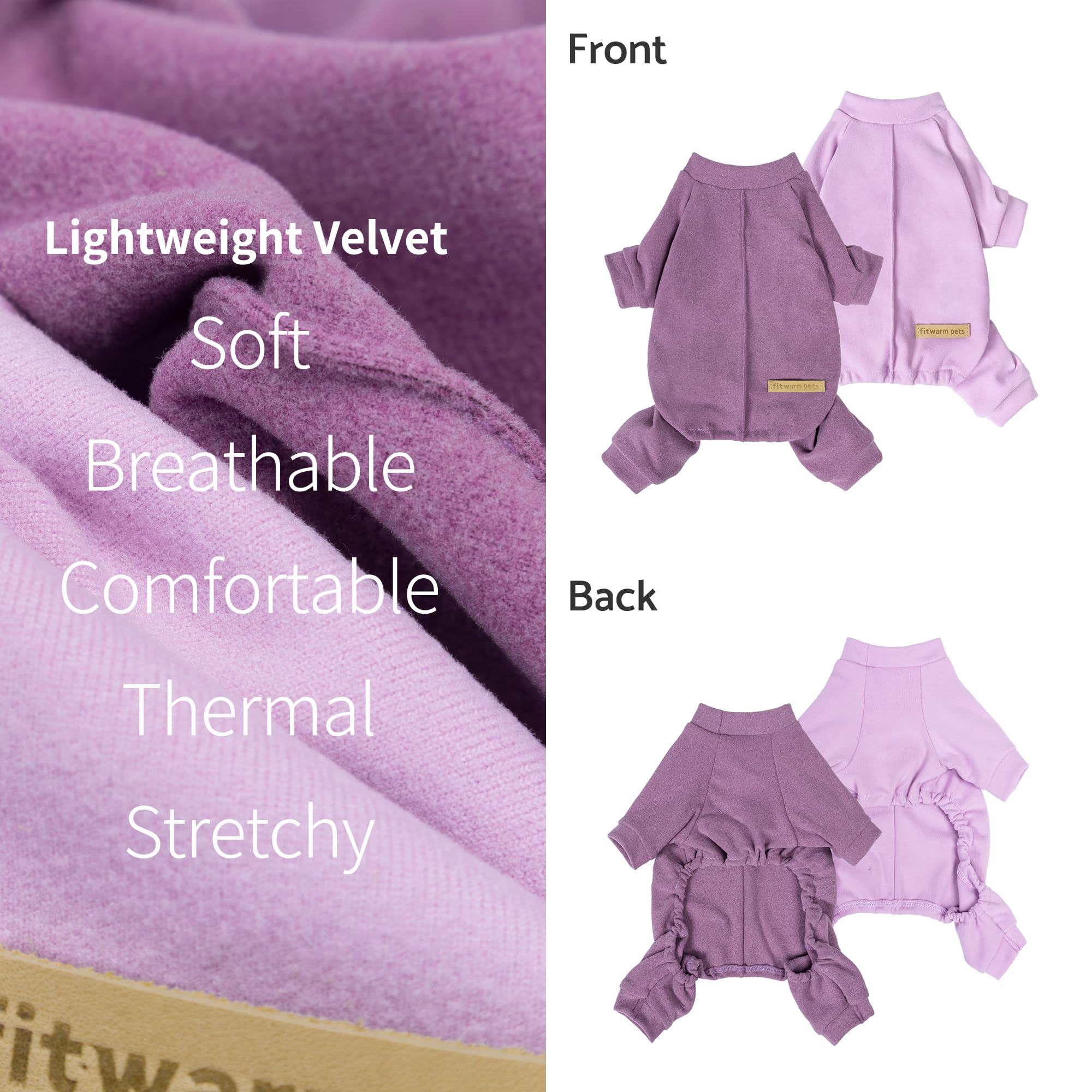 Fitwarm dog pajamas with a close view of the round neckline.
