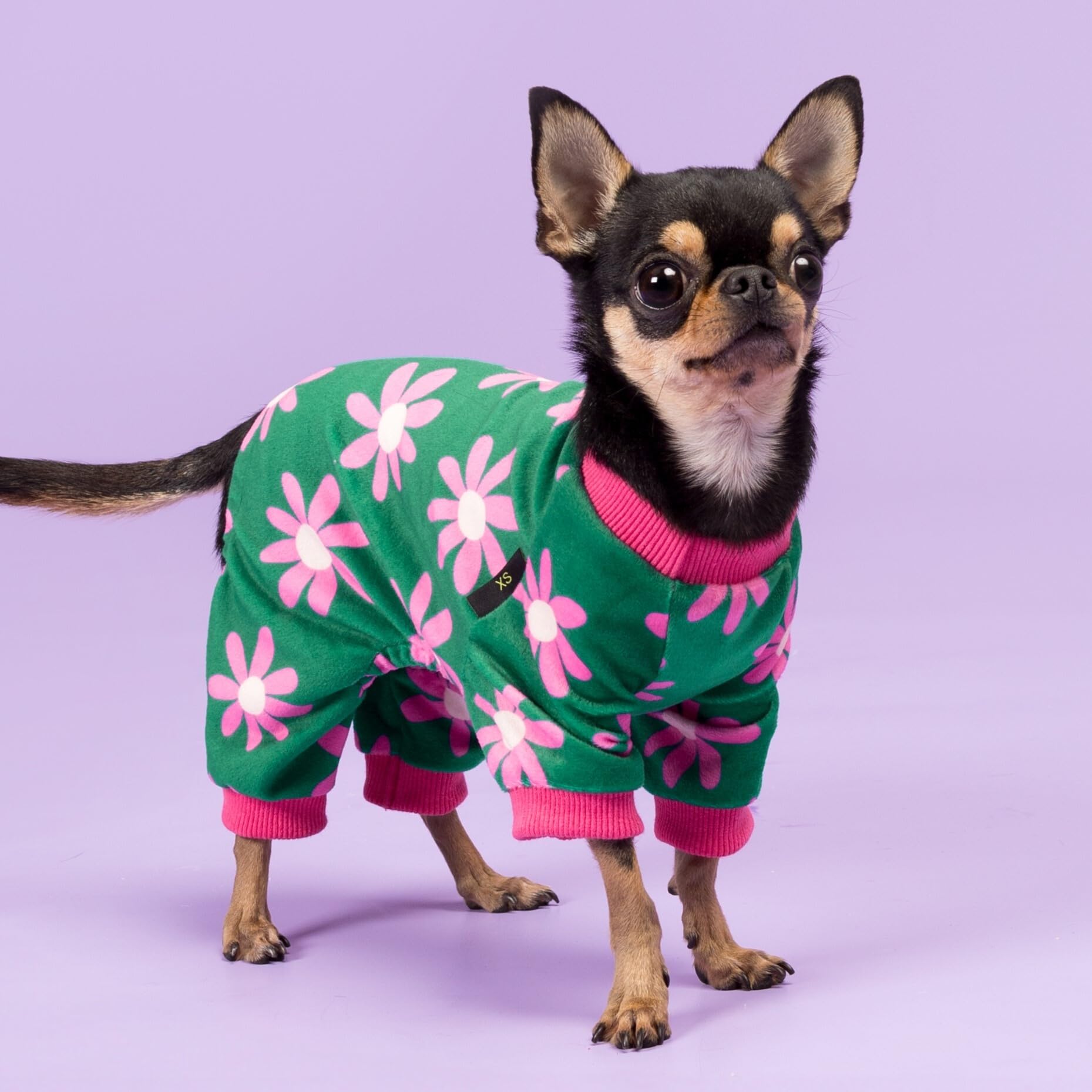 Fitwarm dog pajamas shown from a side angle to show the full-body shape.