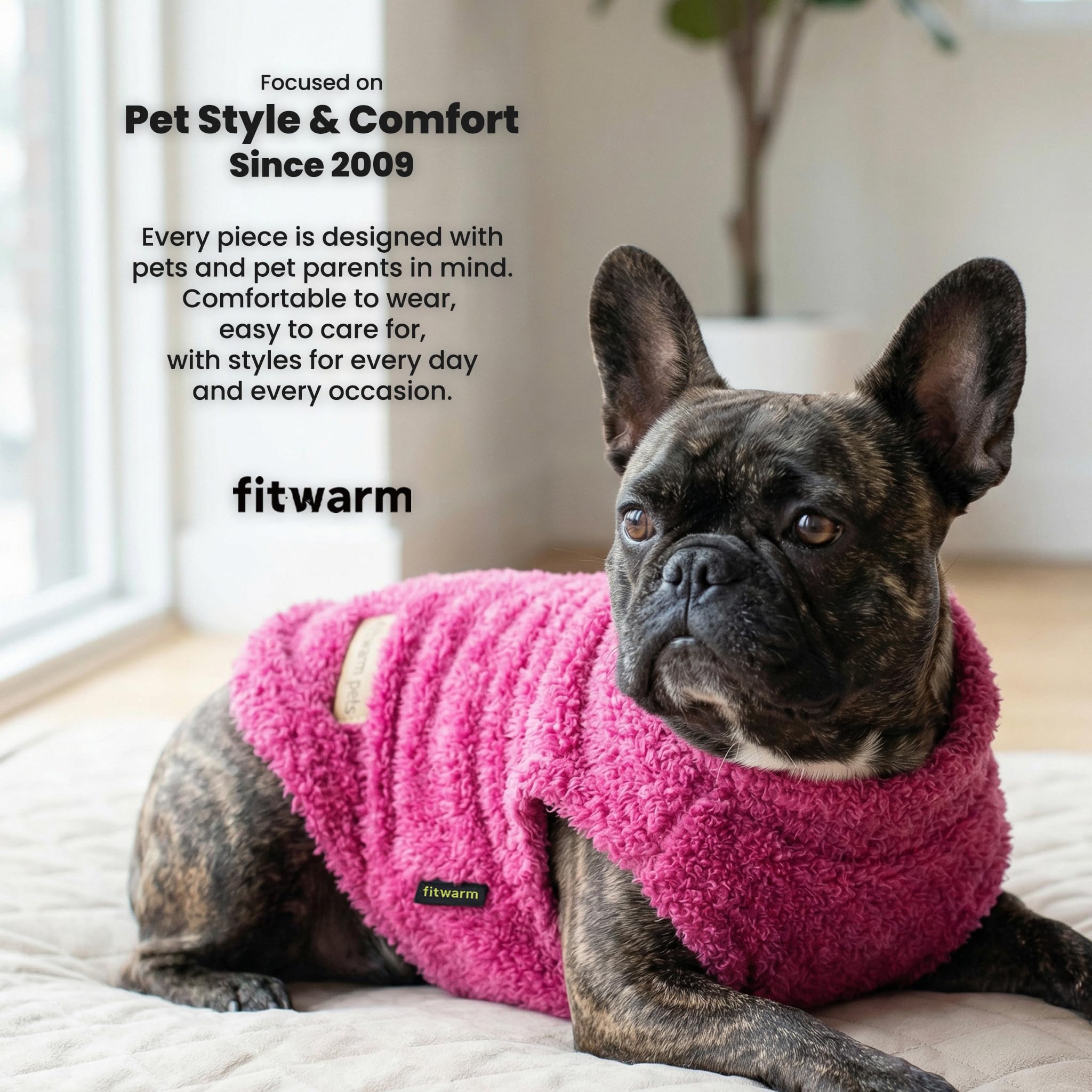 Fitwarm dog sweater with a close view of the turtleneck.