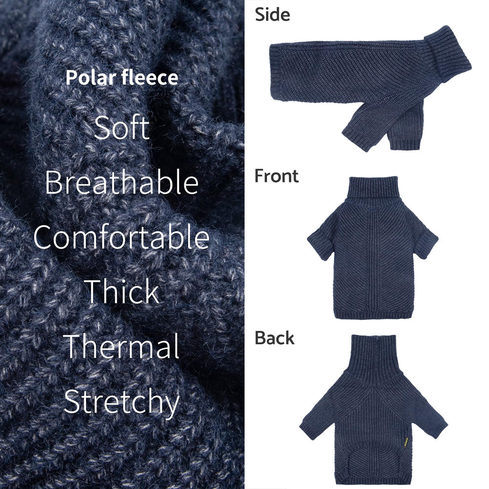 Fitwarm dog sweater worn by a small dog on a walk.