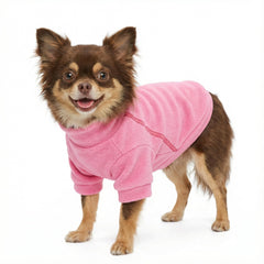 Fitwarm fleece dog sweater shown from the front in pink.