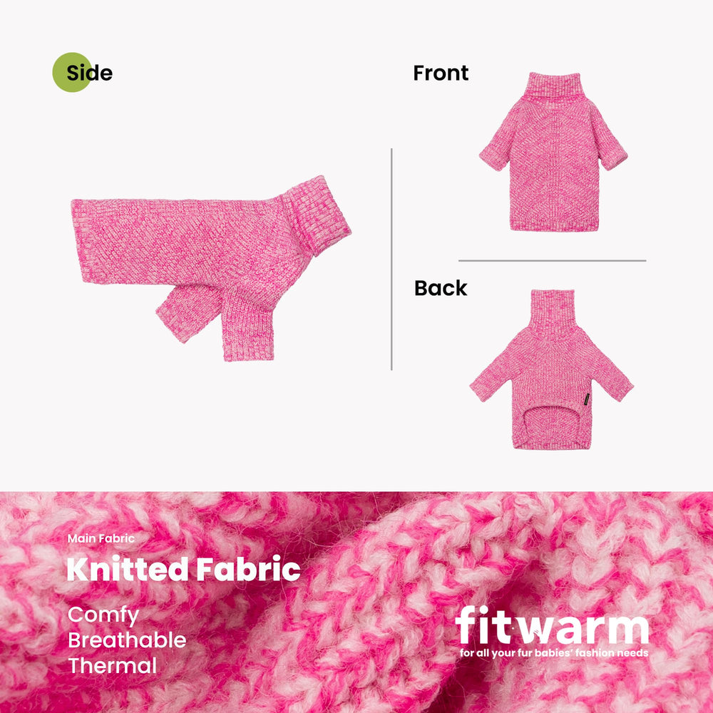 Fitwarm knitted dog sweater shown from the side to display its fit.