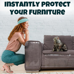 FixZilla cat scratch furniture protector adhesive backing shown before application.