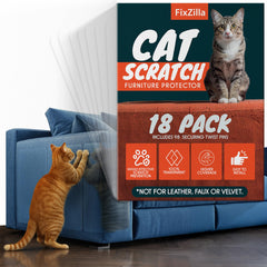 FixZilla cat scratch furniture protector set shown together as a clear upholstery shield kit.